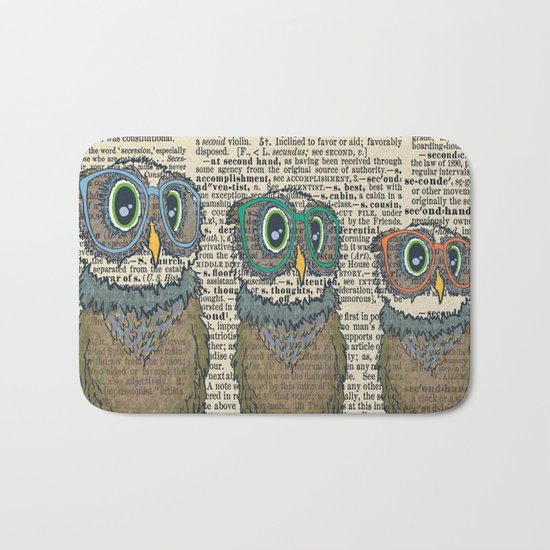 Owl wearing glasses Bath Mat