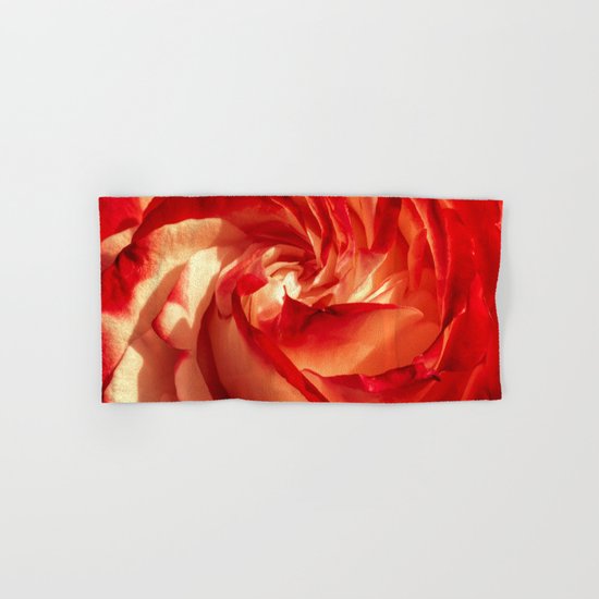 In fire - red and orange rose flower on #Society6 Hand & Bath Towel