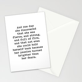 And One Day She Discovered That She Was Fierce And Strong, Motivational Quote Stationery Card