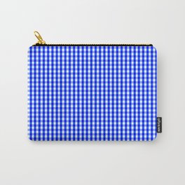 Cobalt Blue and White Gingham Pattern Carry-All Pouch