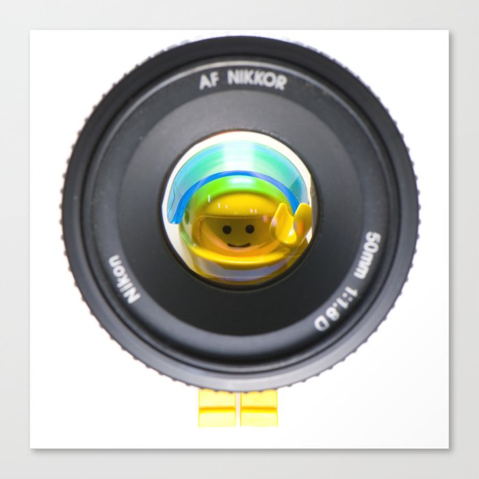 LEGO Spaceman behind a Nikon lens Canvas Print