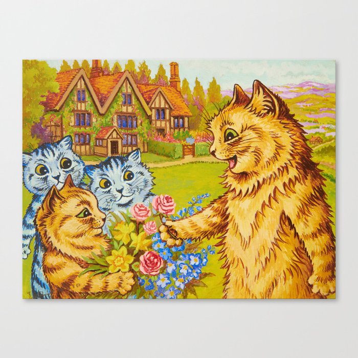 Family in the Garden by Louis Wain Canvas Print