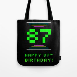 [ Thumbnail: 87th Birthday - Nerdy Geeky Pixelated 8-Bit Computing Graphics Inspired Look Tote Bag ]