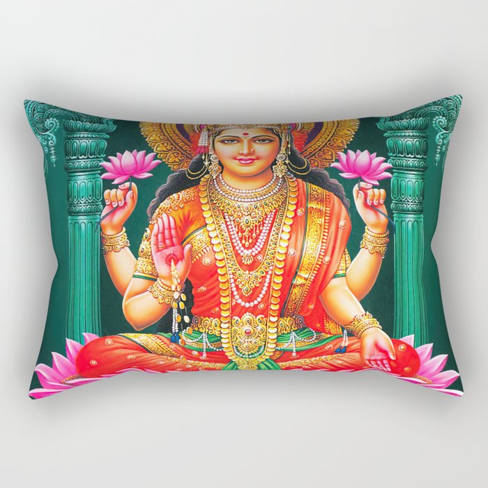 Goddess Lakshmi Showering Money Rectangular Pillow