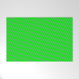 [ Thumbnail: Slate Gray and Lime Colored Striped Pattern Welcome Mat ]
