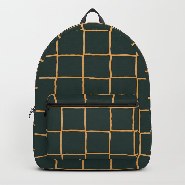 Rustic Green + Yellow Checkered Plaid Backpack