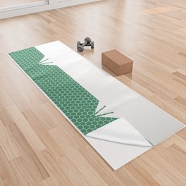 White Diamond Lace Horizontal Split on Christmas Green Yoga Towel
