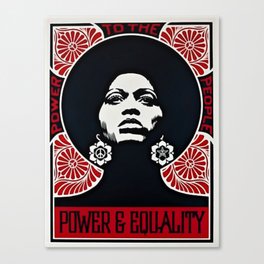 Angela Davis - Power & Equality - Power to the People - Red - African American Vintage Poster Canvas Print