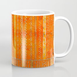 Tribal Ethnic pattern gold on bright orange Coffee Mug | Ethnic, Folk, Graphicdesign, Geometric, Orange, Inca, Native, Mexican, Aztec, African 