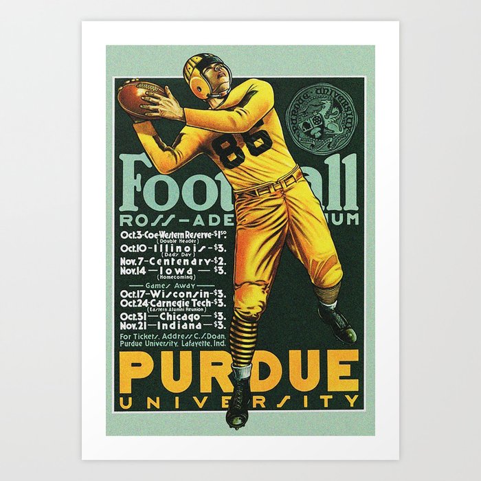 Vintage Purdue Football Print Art Print