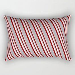 [ Thumbnail: Mint Cream, Dark Red, and Dark Grey Colored Lines Pattern Rectangular Pillow ]
