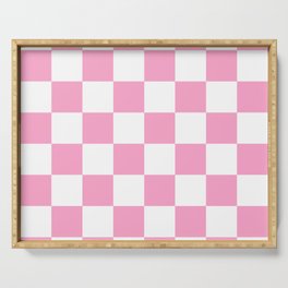 Pink & White Checkered Pattern Serving Tray