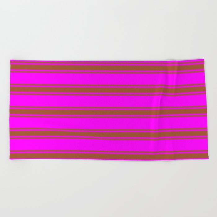 Fuchsia and Sienna Colored Striped/Lined Pattern Beach Towel