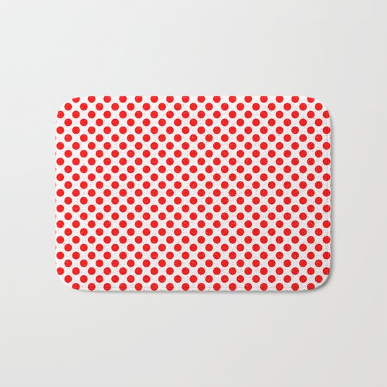 Polka Dot Red and White Pattern Bath Mat