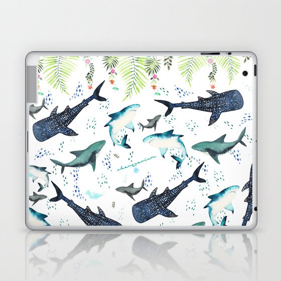 floral shark pattern Laptop & iPad Skin