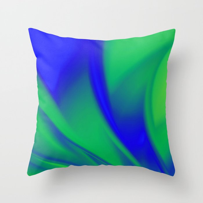 Blue and Green  Flush Fractal Throw Pillow