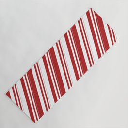 [ Thumbnail: Red and White Colored Lines/Stripes Pattern Yoga Mat ]