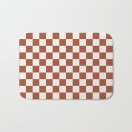 Check Rust Checkered Checkerboard Geometric Earth Tones Terracotta Modern Minimal Chocolate Pattern Bath Mat