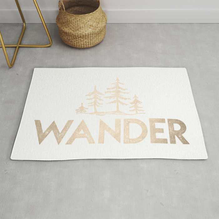 Wander Quote White Gold Rug