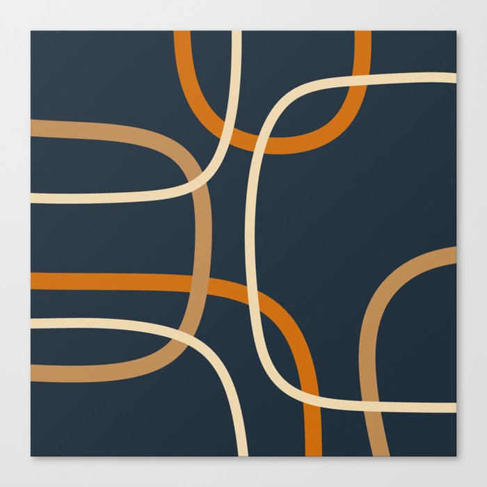 Abstract blue mid century shapes Canvas Print