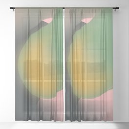 Green and black fusion Sheer Curtain