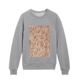 Beige and Brown Animal Stripes Vector Abstract Design Kids Crewneck