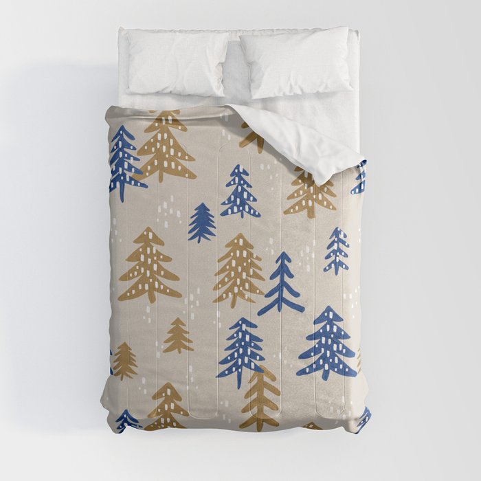 Christmas Trees – Gold & Navy Comforter