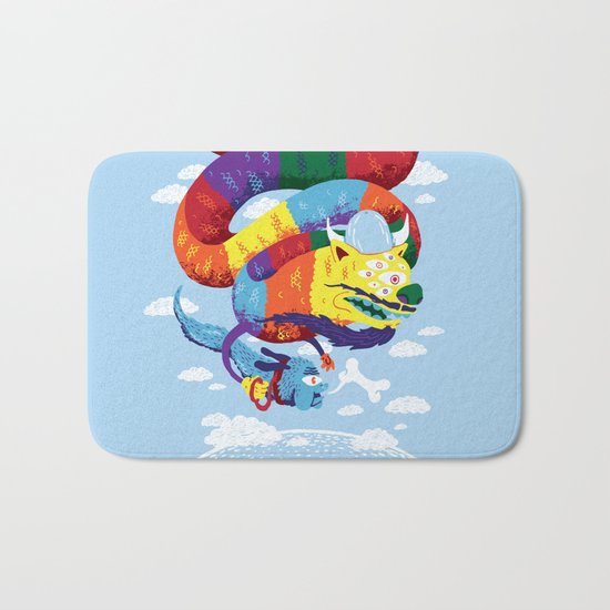 Stan, the Forgotten Luckdragon, and His Italian Skydog Skeletori Bath Mat
