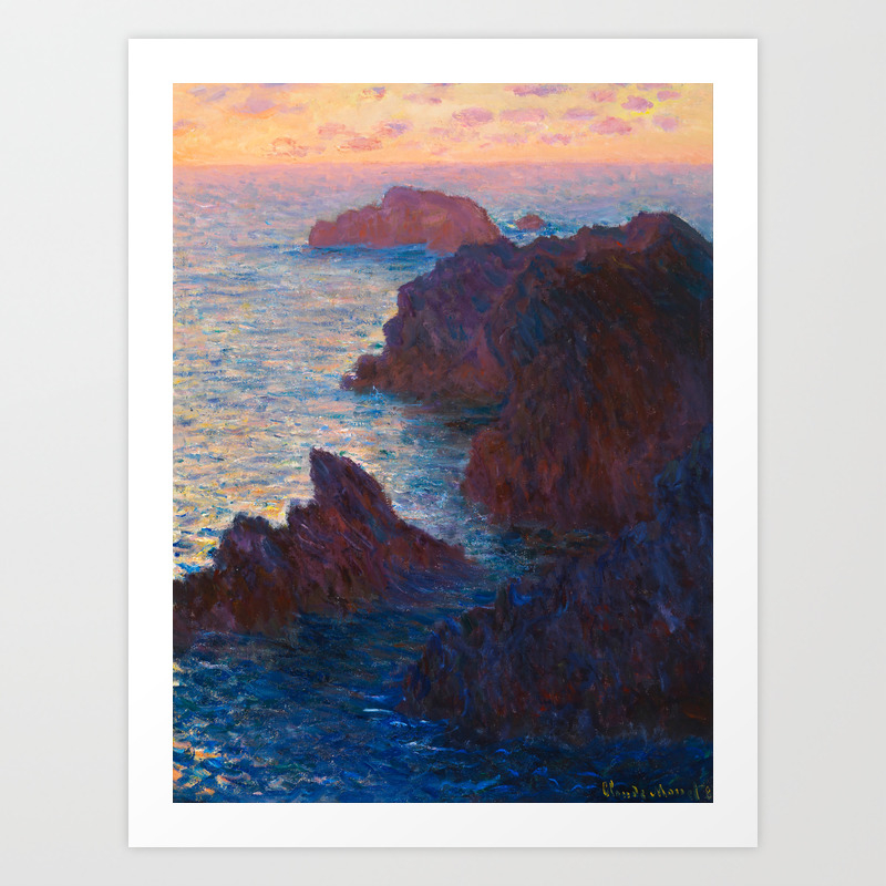 Claude Monet Impressionist Landscape Oil Painting Sunset At Sea Cliffs Ocean Cliff Landscape Art Print By Enshape Society6