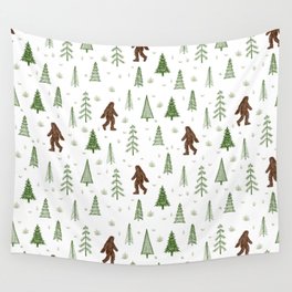 trees + yeti pattern in color Wall Tapestry