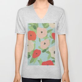 Colorful Poppies V Neck T Shirt