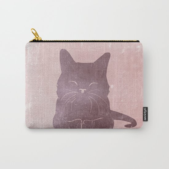 Happy purple cat illustration on pink for girls Carry-All Pouch
