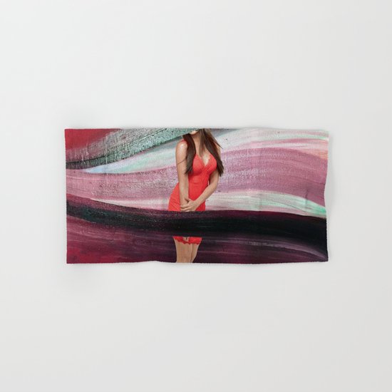 Woman in red clothes Hand & Bath Towel