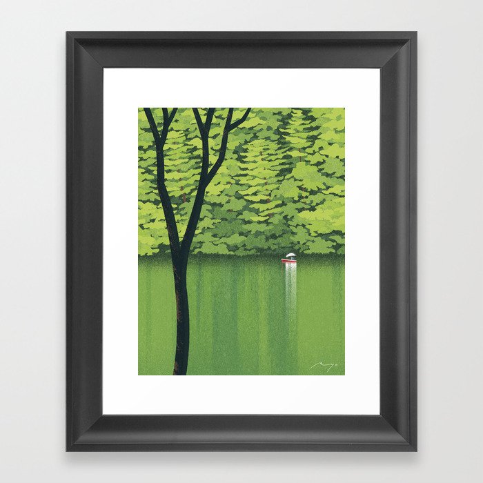 Lake Fishing (2022) Framed Art Print