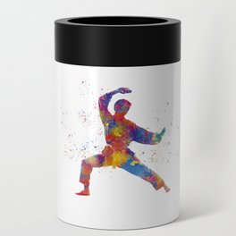 Karate fighter in watercolor Can Cooler