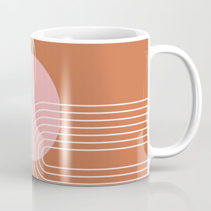 Mid Century Modern Geometric 175 in Brown Pink Coffee Mug