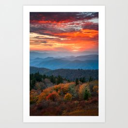 Blue Ridge Mountains NC Scenic Autumn Landscape Photography Asheville North Carolina Art Print