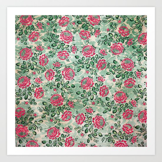 Retro French Floral Pattern Art Print