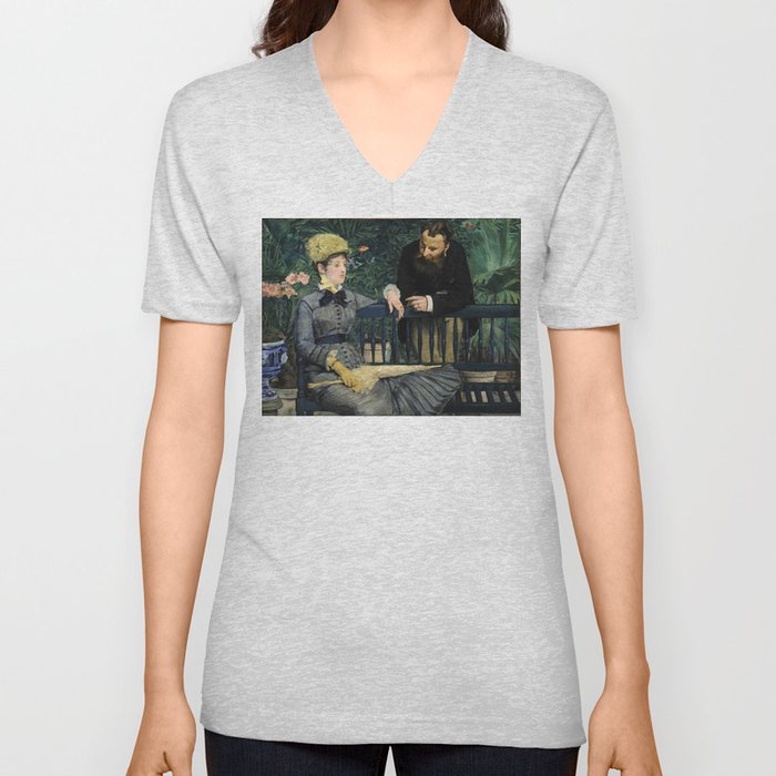 Edouard Manet - In the Conservatory V Neck T Shirt