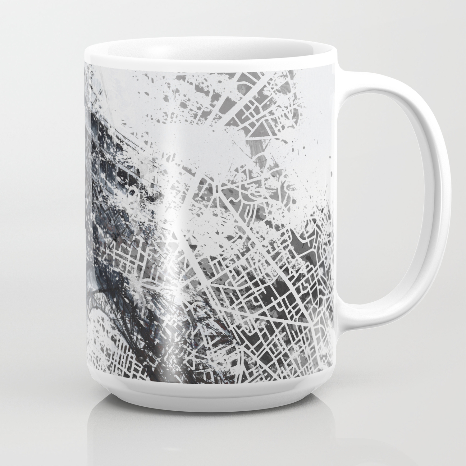 Eiffel Tower Painting Paris Map Coffee Mug By Nicolasjolly
