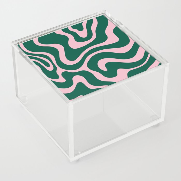 Warped Swirl Marble Pattern (emerald green/pink) Acrylic Box