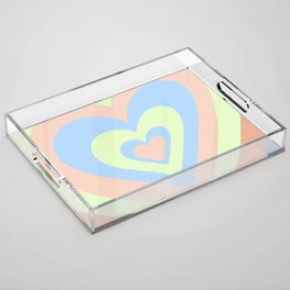 Love Power -  orange, lime green, retro blue Acrylic Tray