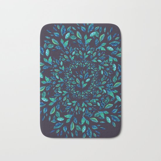 Blue Leaves Mandala Bath Mat