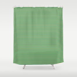 [ Thumbnail: Sea Green and Tan Colored Lined Pattern Shower Curtain ]