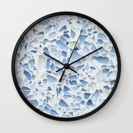 Sea Glass Blue Terrazzo  Wall Clock | Pattern, Beach, Tile, Light, Texture, Greek, Greece, Ocean, Ice, Modern 