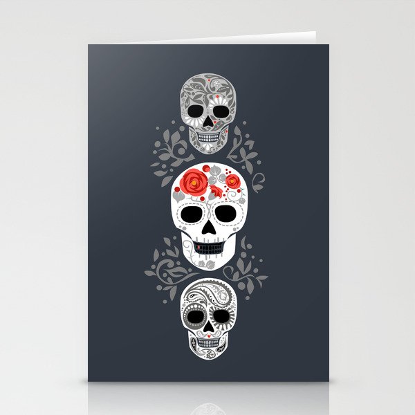 Celebracion de Gris_Calaveras Sugar Skulls line_RobinPickens Stationery Cards