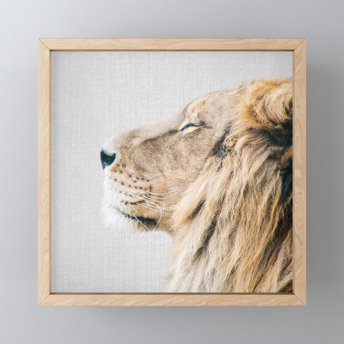Lion Portrait - Colorful Framed Mini Art Print