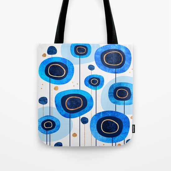 Floral Blues Tote Bag