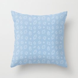 Pale Blue and White Gems Pattern Throw Pillow