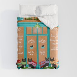 The Nine Lives Cat Cafe Duvet Cover